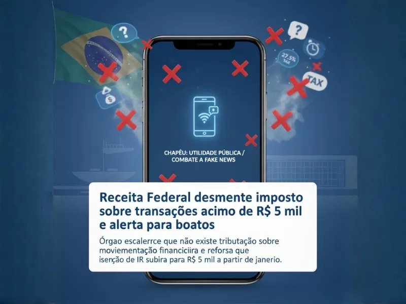 Receita Federal desmente imposto sobre transações acima de R$ 5 mil e alerta para boatos